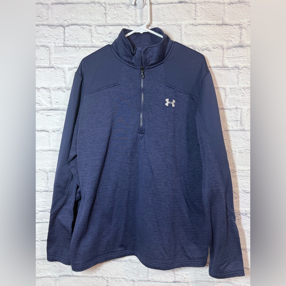 Under Armour Men's Fitted Coldgear Navy Blue Pullover, sz XL